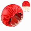 Dual-Layer Satin Sleep Cap with Adjustable Buckle, Reversible Solid Color Design - Elastic European/American Shower Cap