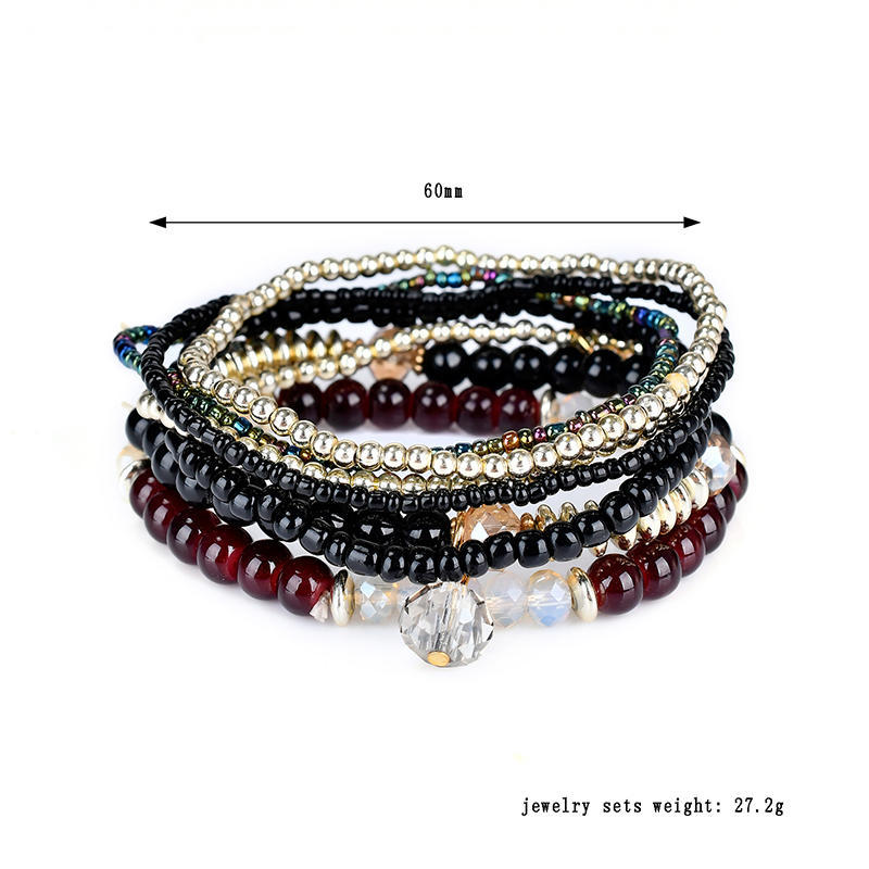 Bohemian Multilayer Beaded Bracelet Rhinestone Wrap Charm Bracelets Fashion Jewelry