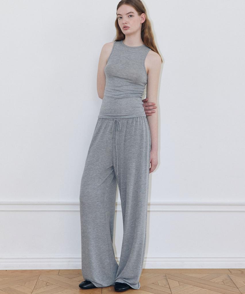 LADY VOLUME Lea Ribbed Tank Top (Grey)