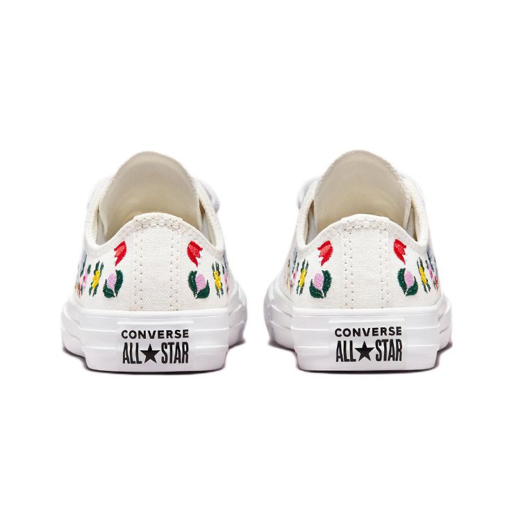 Converse Chuck Taylor All Star Low PS Floral Embroidery Kids Sneakers White Vintage-White A02211C