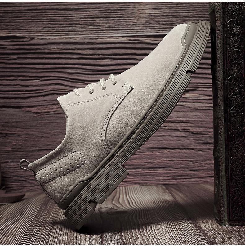 Men's European-Style Casual Round Toe Leather Shoes, Versatile Outdoor Low-Top Design