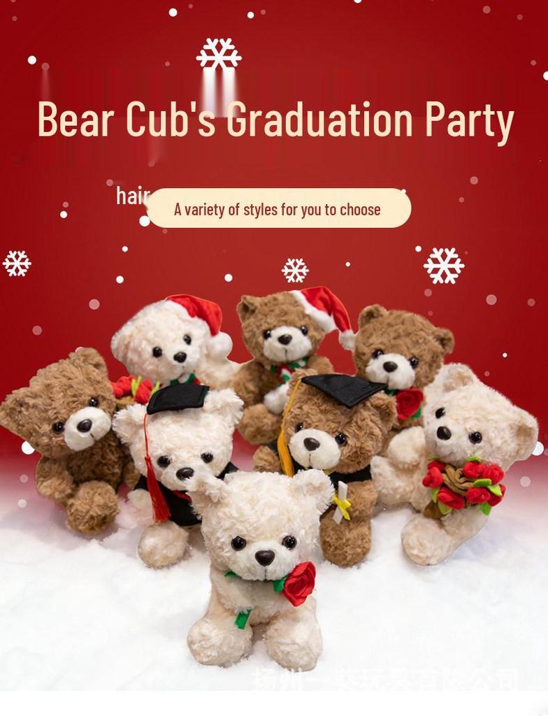 Holiday Gift Plush Teddy Bear with Valentine’s Day Rose Bouquet - Christmas & Graduation Celebration