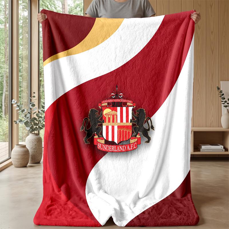 Sunderland Football Print Flannel Blanket, Soft Warm Lightweight Throw Blanket for Sofa Bed Camping