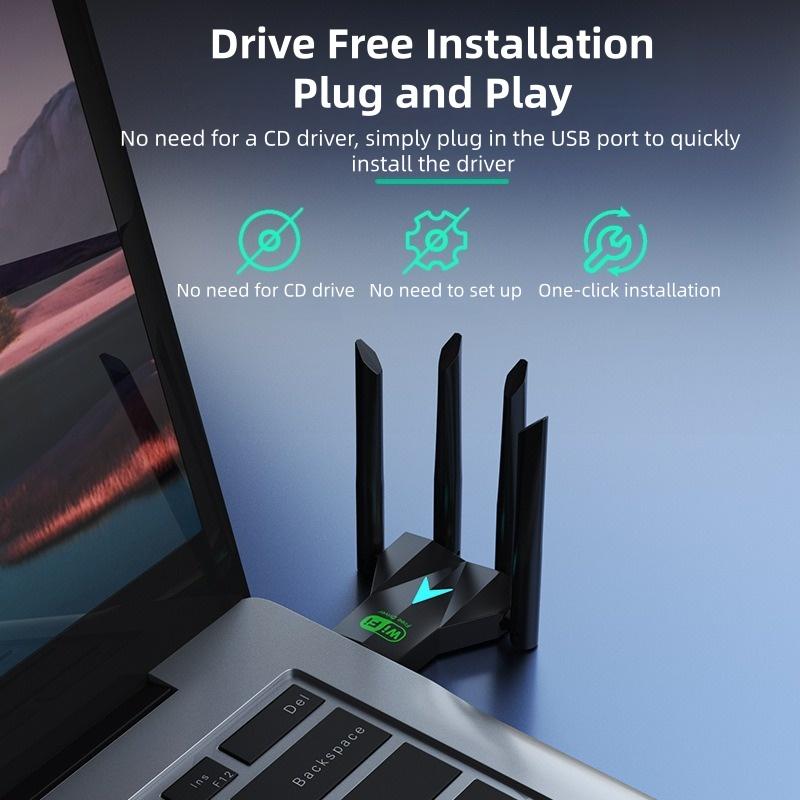 Dual Band 600Mbps WiFi USB Adapter 2.5/5GHz WiFi Dongle USB3.0 Wireless Receiver Driver Free for Win XP/7/8/8.1/10/11 PC/Laptop