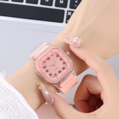 Casual Ladies Quartz Analog Watch Square Dial Silicone Strap Student Sport Watch Women Clock