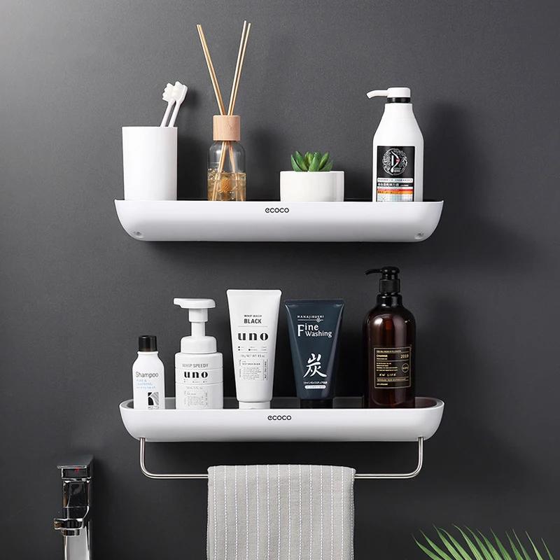 ECOCO Badezimmer Aufbewahrungsregal Duschregal Bohren Freie Klebebefestigung Kosmetik Organizer An der Wand Handtuchhalter Küchenorganizer