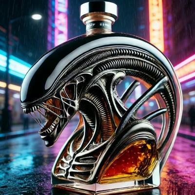 Whiskykaraf in de vorm van een Alien Xenomorph, Glazen likeurfles met Sci-Fi thema voor Bar Decoratie & Cadeau