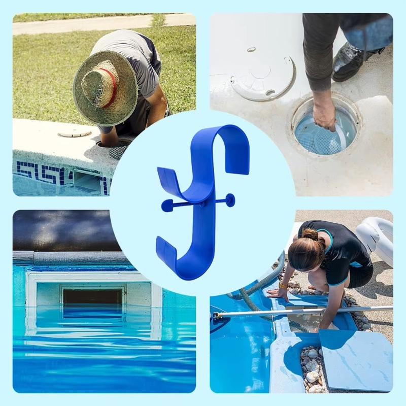 Adjustable Telescopic Swimming Poles Hook Above Ground Pool Poles Hanger Swimming Pool Side Storage Shelf Enduring