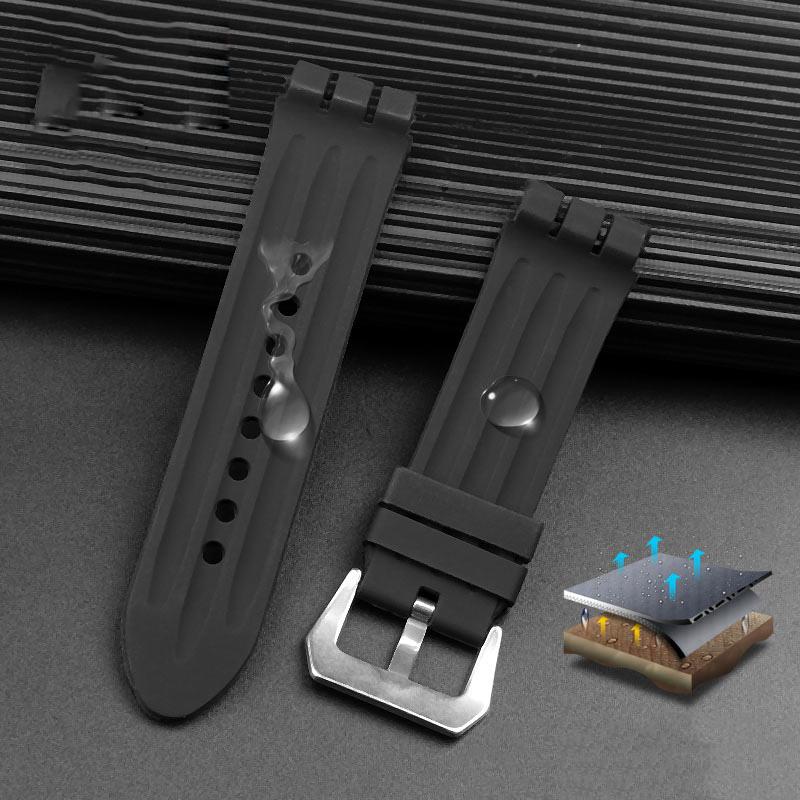 Correa de silicona para Swatch YOS440 YOS413 YOS424, correa de caucho negra para hombre, pulsera de 23 m, accesorios para reloj, herramientas incluidas