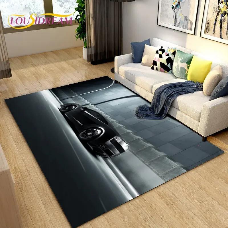 Nový 3D koncept sportovního auta Kobercová rohož, Kobercová rohož do obývacího pokoje Ložnice Pohovka Dekorace Vstupní rohožka, Dětská hrací protiskluzová podlahová rohož