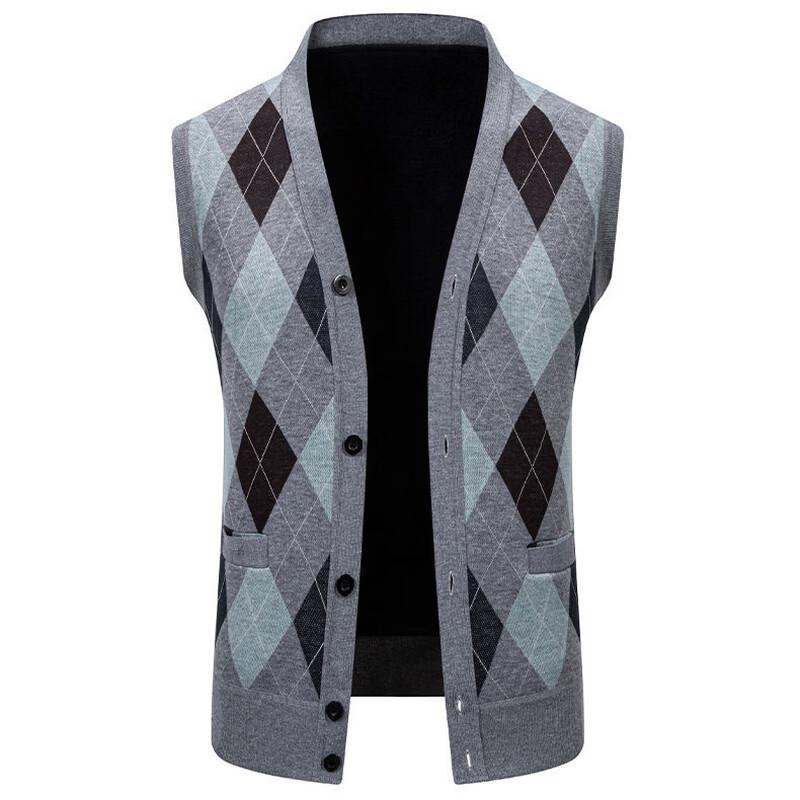 TUCANO Men's Argyle V-Neck Cardigan Sweater Vest