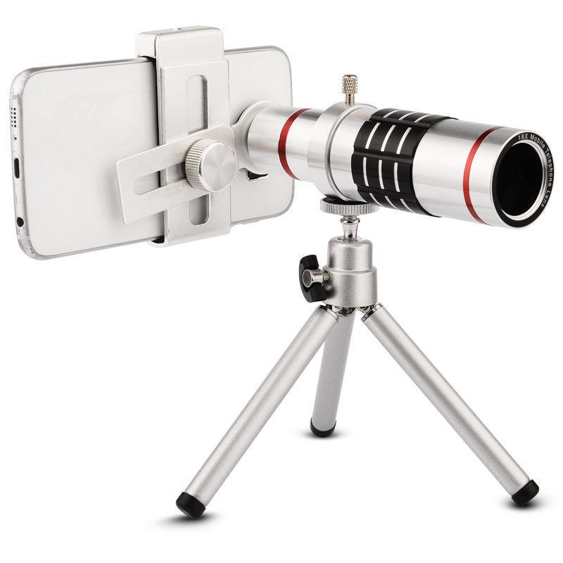Cell Phone Camera Lens Kit 18X Zoom Optical Telephoto Lens with Tripod and Wide Angle Universal 4k phone camera lens