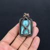 Larimar Pendant Gemstone Jewelry, 999 Copper Wire Wrapped  Pendant, Handmade Jewelry Birthstone Pendant, Gift For Him