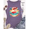 Elegant Vest for Women Summer vacation flamingo print casual loose-fitting summer vest Fashionable and elegant tops for commuting, vacation, and