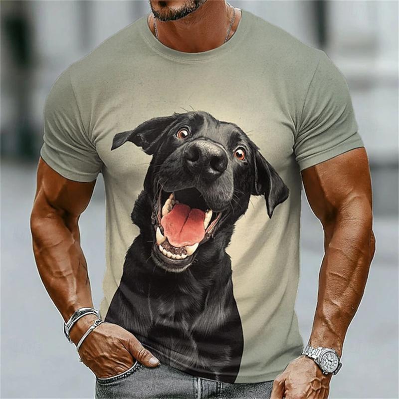 Animation Style T-Shirts Summer Fashion Short Sleeve Funny 3D Animals Printed Men Casual Loose Comfortable Breathable Soft T-shirt