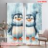 2pcs,2D Plane Printing Curtain Fabric Penguin Pals Durable Polyester (without Rod) Holiday Ldeal for Bedroom Living Room Study