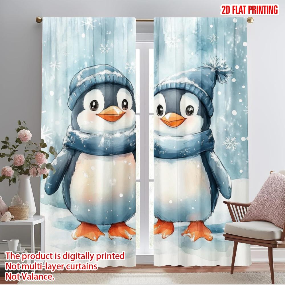 

2pcs,2D plane printing Curtain Fabric Penguin Pals Durable Polyester (without rod) Holiday Ldeal for Bedroom Living Room Study 52.50×116.00 CM 2pcs