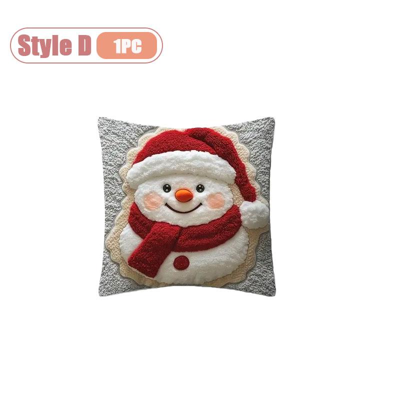 

Christmas Pillow Cover Snowman and Reindeer Digital Print Sofa Cushion for Home Office and Living Room Festive Decoration