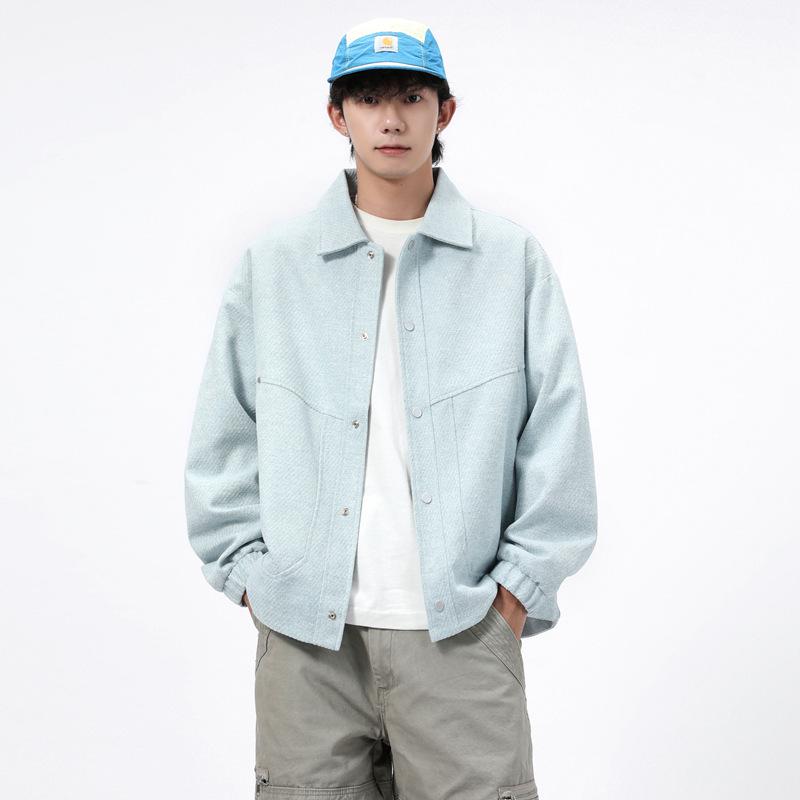 Men's 2025 Autumn Loose Retro Workwear Jacket - Hong Kong Style, Casual & Versatile Lapel Outerwear