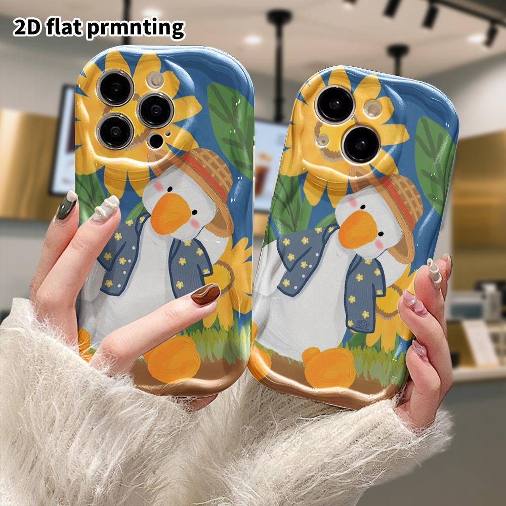 Phone Case: 2D Flat Design Suitable for iPhone 18 17 16 15 14 13 Pro Protective Case, Straw Hat Big White Goose, Perfect Christmas and Halloween Holid