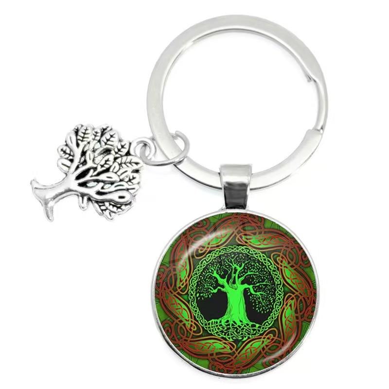 Tree Of Life Glass Keychain With Silver Alloy Accent For Everyday Use And Gift Ideas