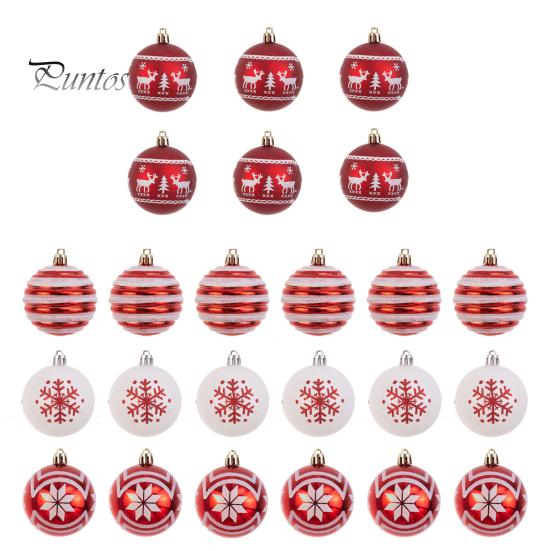 

24 шт., подвеска в виде рождественского шара, изысканное мастерство, сверкающее украшение для рождественской елки для праздничного украшения дома красный/белый