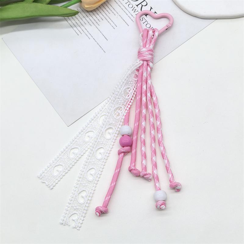 Kreative Bonbonfarben-Serie Spitzband geflochtenes Lanyard Miu-Stil Kletterseil Auto-Schlüsselanhänger Taschenanhänger