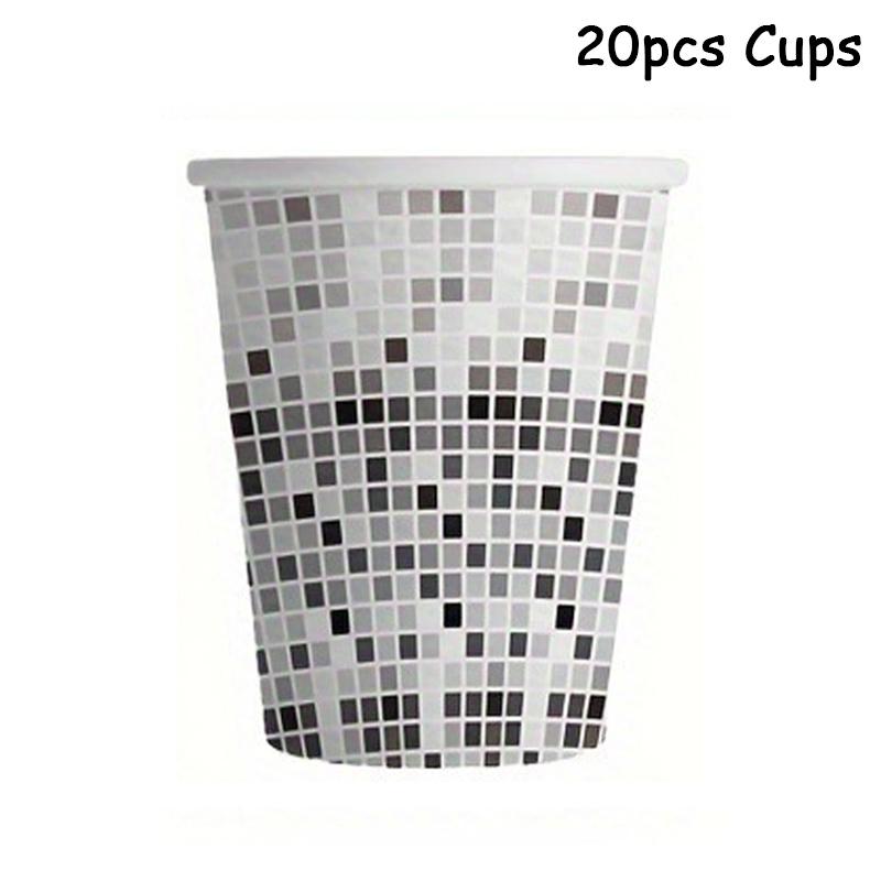 20pcs Disco Silvery Theme Disposable Paper Party Plate Set Wedding Birthday Anniversary Picnic Decoration Shower Travel Supplies