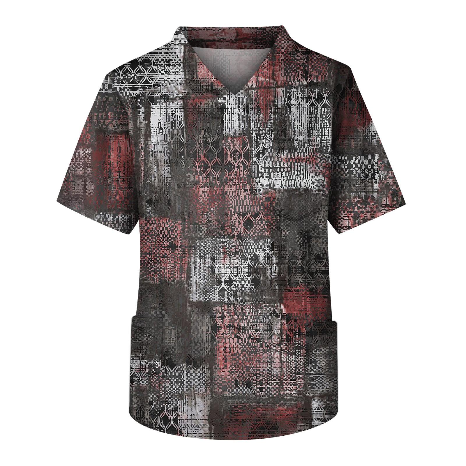 

Мужской топ с короткими рукавами и V-образным вырезом с принтом мелких животных нагрудный карман и карман для ухода XL