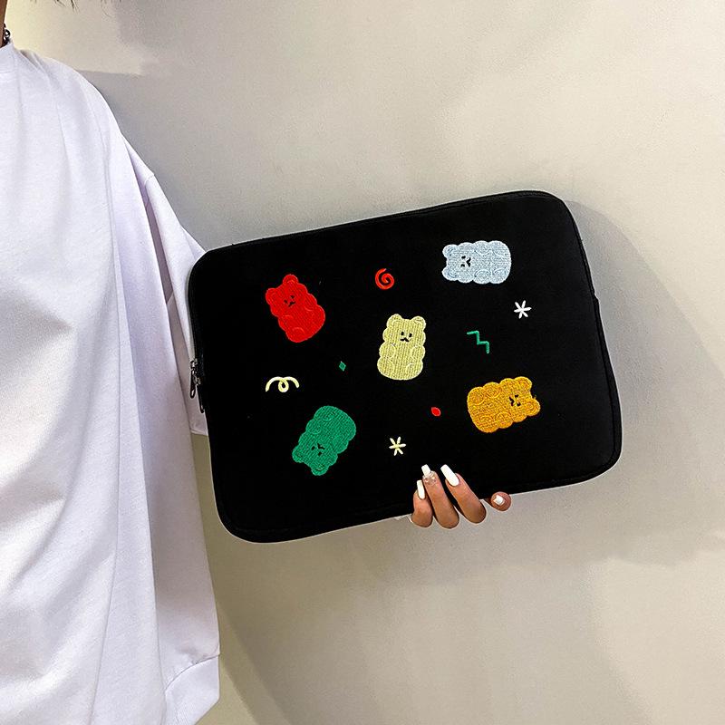 Korean Cute Embroidered Anti-Collision Tablet & iPad Bag with Fleece Lining (11/13/14 Inch)
