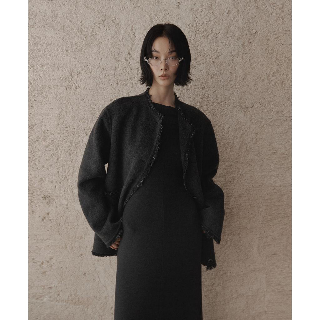 Xiaoxiangfeng Double-sided Wool Outerwear Women Winter Design Tassel Hem Thick Top