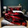Burning Red Flame Race Car Bedding Set,Boy&Girl Sports Car Duvet Cover Pillow Case Gift, Home Bedroom Quilt Set Large King 260