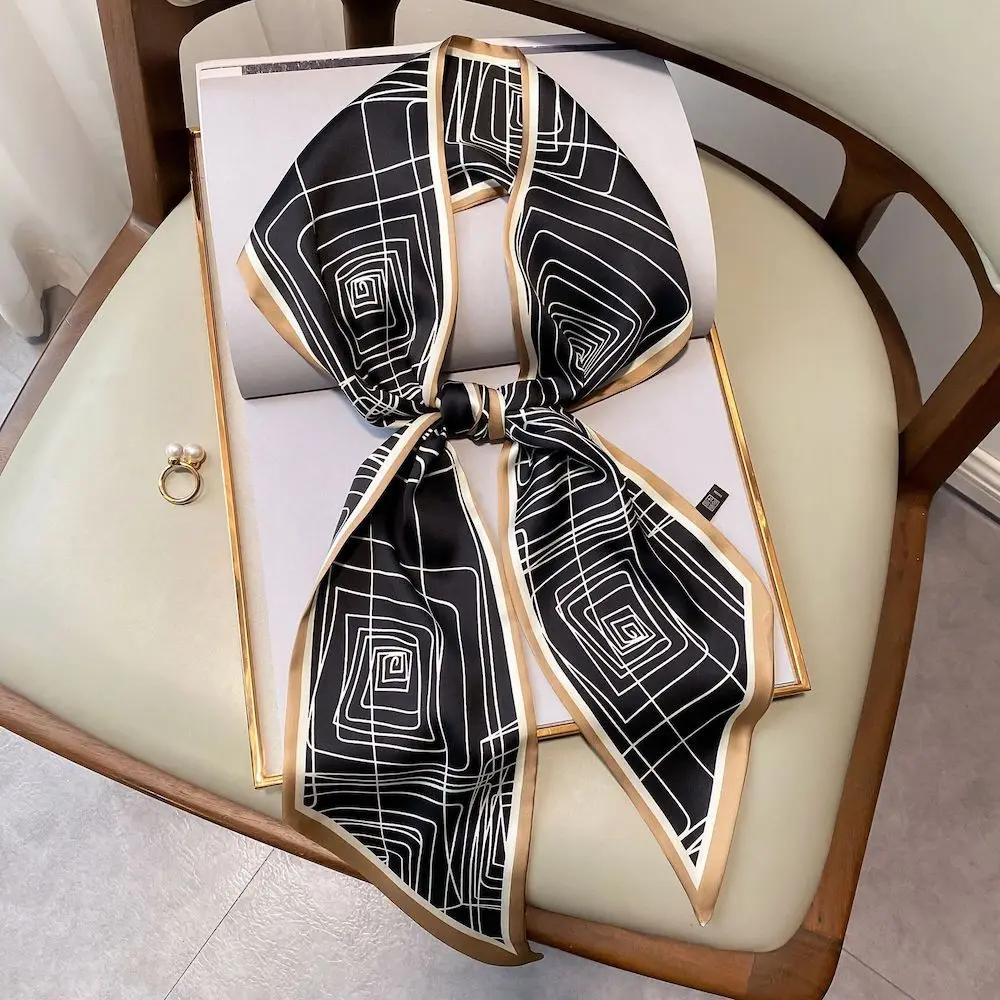 Long Silk Scarf Bag Tie Lady Neck Skinny Scarves Hairband Foulard Horse Print Brand Lady Neckerchief Ribbon  Spring New
