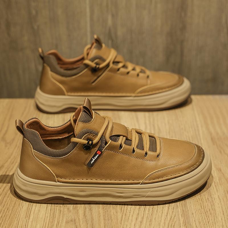 Fashion British Style 2024New Men Casual Leather Shoes Classic Handmade Flats Designer Outdoor Shoes Brand Lace-Up Antiskid Walking Shoe