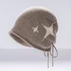 Autumn and winter temperament knitted drawstring stacking hat children crimped ear protection warm knitted hat windproof confinement hat