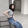 Women's Crew Neck Short Sleeve Crop T-Shirt Slim Fit Candy Color Solid Polyester Cropped Top Multi Color Y2K Summer Casual Tee