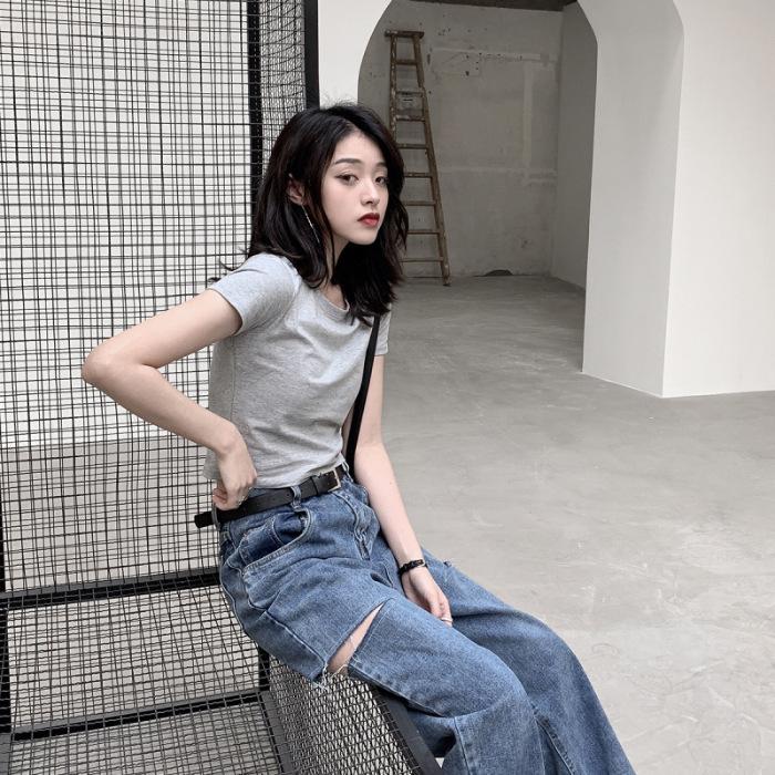 Women's Crew Neck Short Sleeve Crop T-Shirt Slim Fit Candy Color Solid Polyester Cropped Top Multi Color Y2K Summer Casual Tee