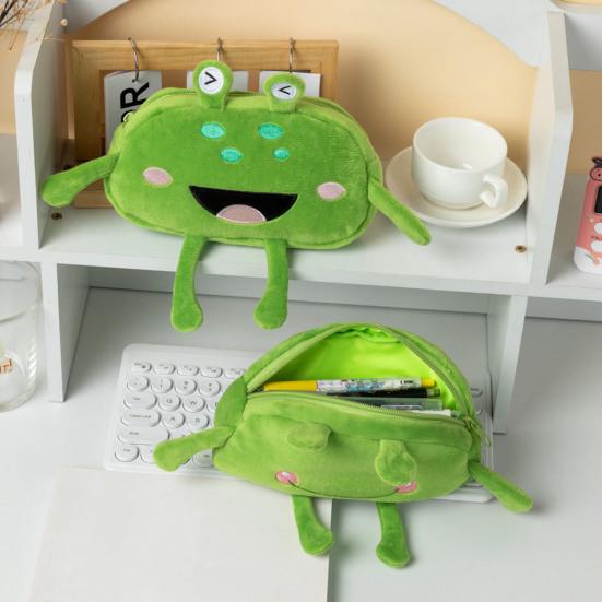 Stuffed Frog Pen Case, Funny Frog Pencil Bag, Fluffy Pencil Storage Pouch, Large Capacity Zipper Pen Bag for Boys Girls, Multifunctional Storage Bag