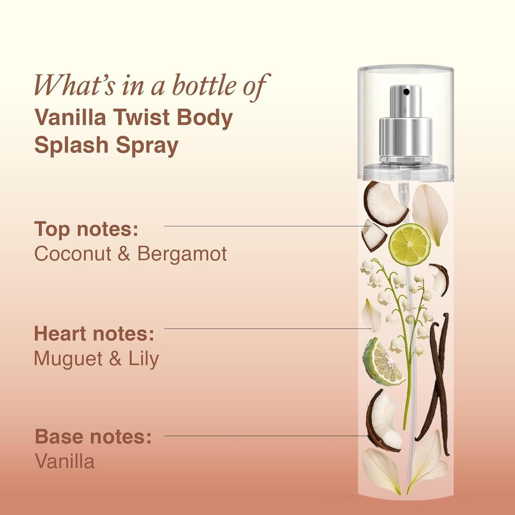 Wottagirl Vanilla Twist Body Splash, 135ml | Dreamy Vanilla Scent | Everyday Wear | Refreshing & Skin-Friendly