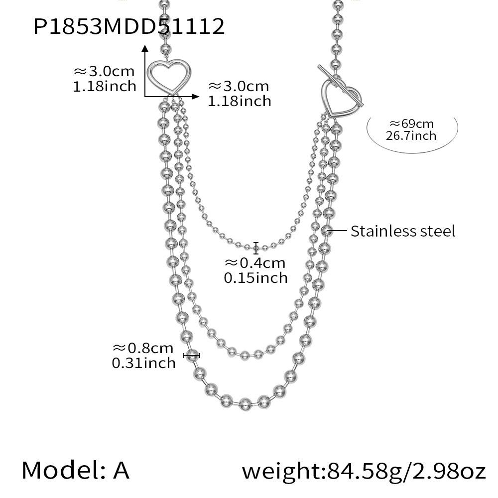 Two-tone Triple Layered Long Necklace In Stainless Steel 18k Gold Plated Beaded Sweater Chain Necklaces for Women