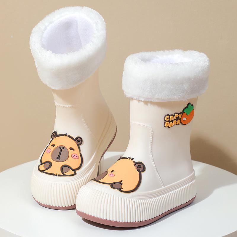 

Children s Cartoon Capybara Rain Boots - Waterproof & Velvet Lined for Boys and Girls 34-35
