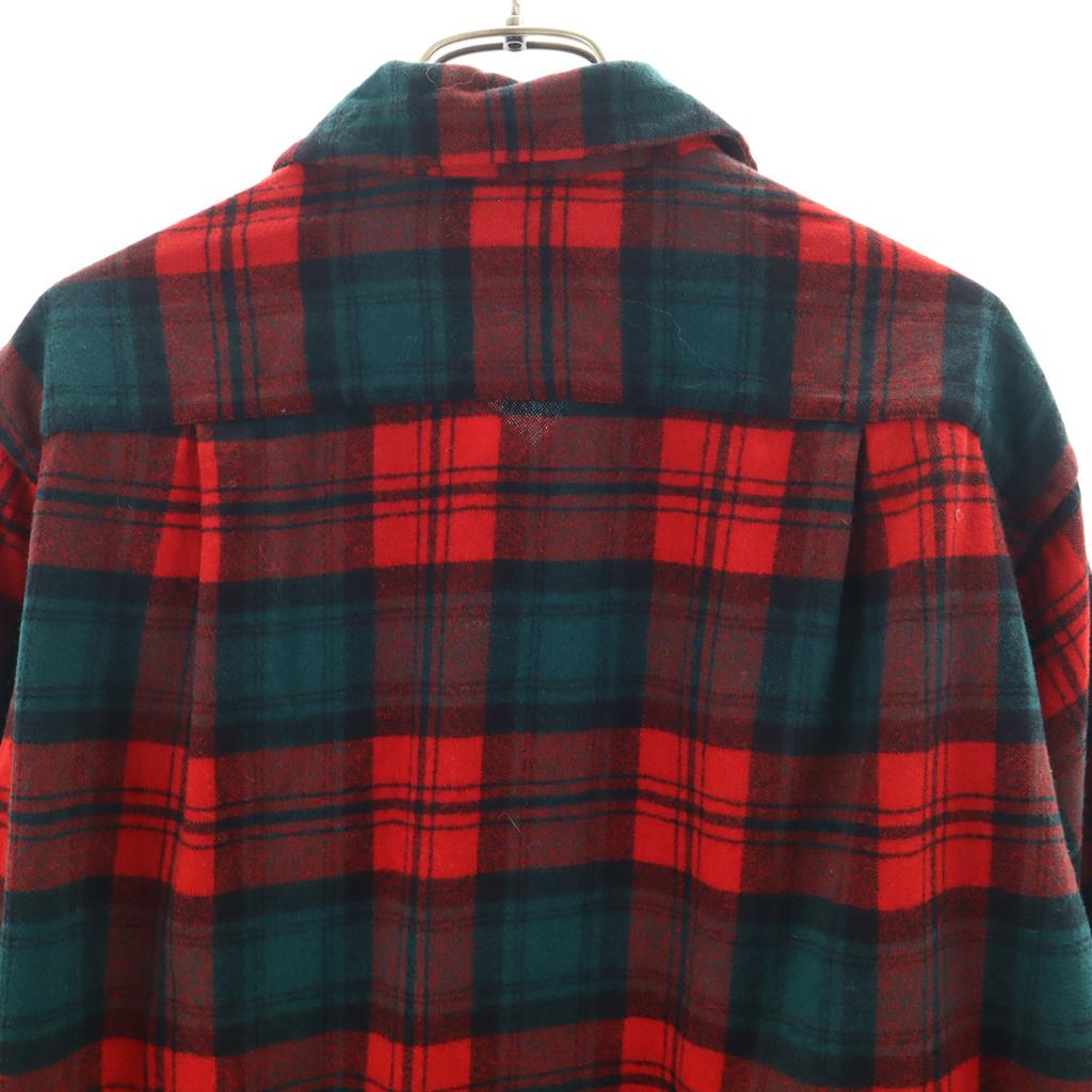 PENDLETON 50s Vintage Wool Blend Check Pattern Long sleeve Open collar shirt Men's Used