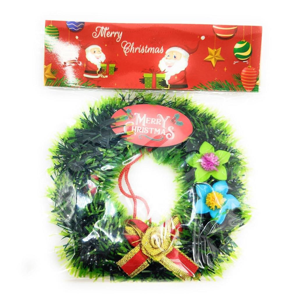 Christmas Designer  Wreath 4.5inch Diameter- (Green Pine, 4Pcs)
