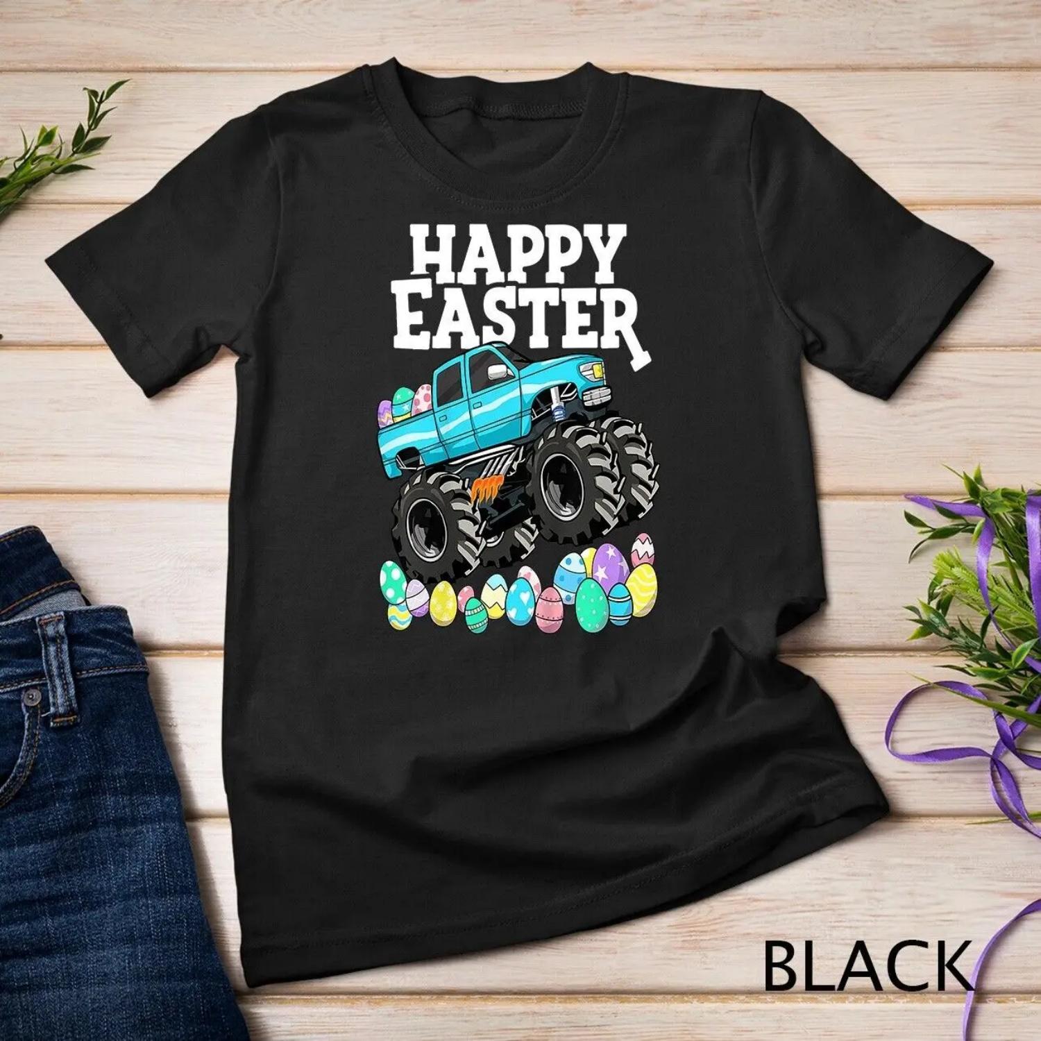 Kids Boys Happy Easter Monster Truck Eggs Toddler T Shirt S