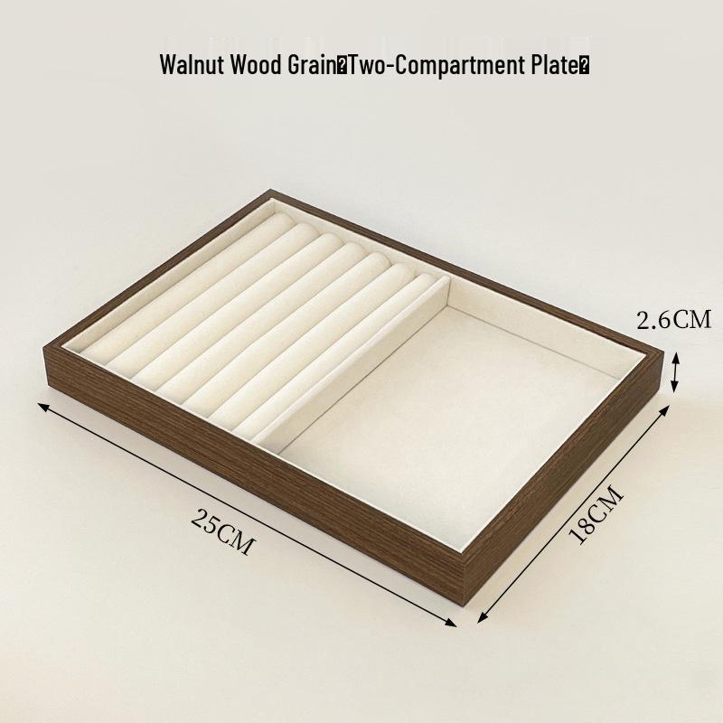 Walnut Grain Jewelry Tray with Large-Capacity Multi-Compartment for Rings, Necklaces, and Earrings