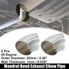 2pcs OD 2.5" 45 Degree 0.039" Thickness Stainless Steel Exhaust Elbow Pipe