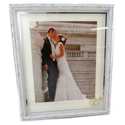 [P6532] - Fotorahmen Holz 'Romantik' Vintage Weiß - 20x25 cm