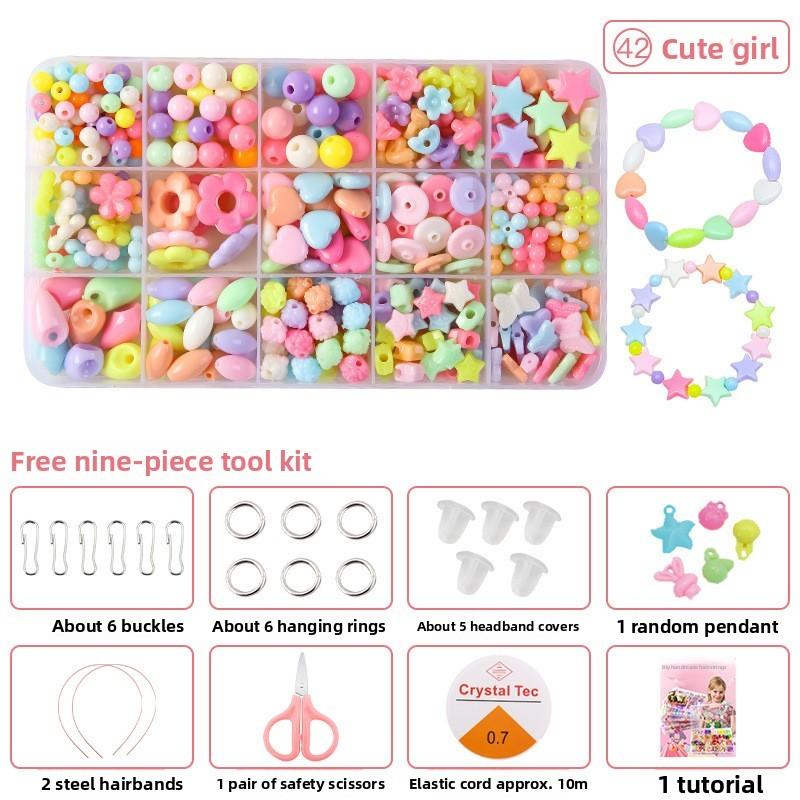 Children Bead Crafting Set Colorful Plastic Materials Handmade Accessories Gift