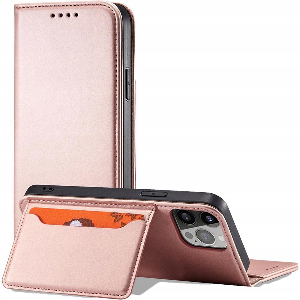 Magnet Card Case Etui Do Iphone 13 Pro Max Pokrowiec Portfel Na Karty Kartę Podstawka Różowy