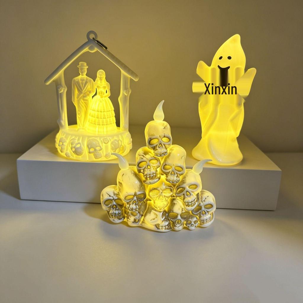 Halloween Ghost Bride and Groom Skeleton Candle Lamp Pumpkin Decoration Props